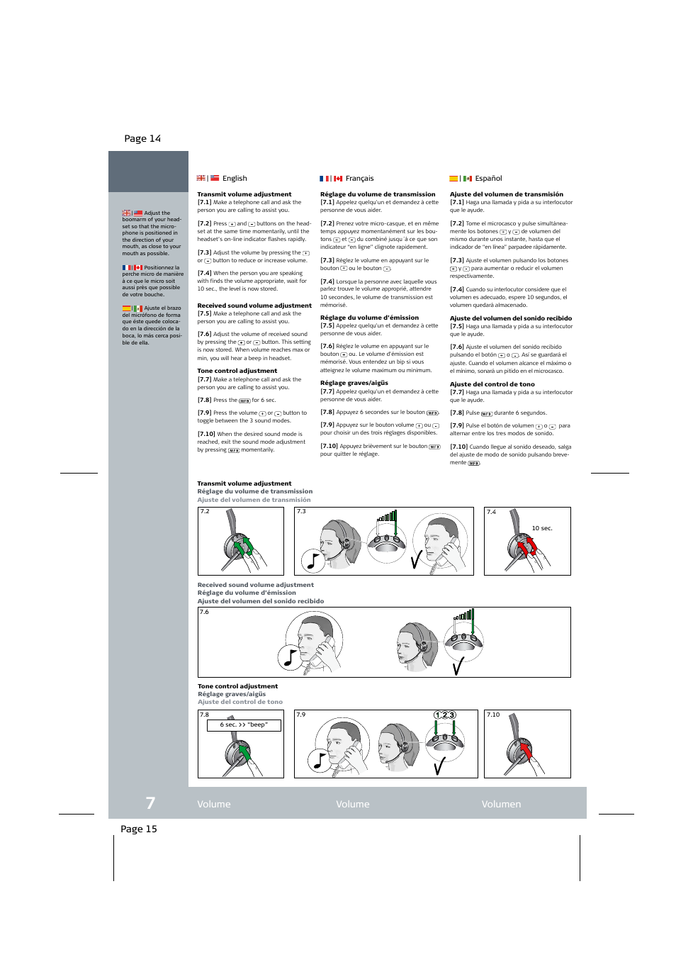 Page 15 volume volume volumen, Page 14 | Jabra GN9120 User Manual | Page 8 / 9