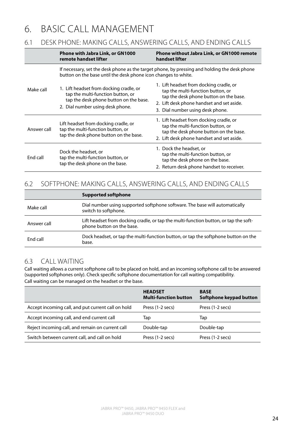 Basic call management, English, 3 call waiting | Jabra Pro 9450 User Manual | Page 23 / 34