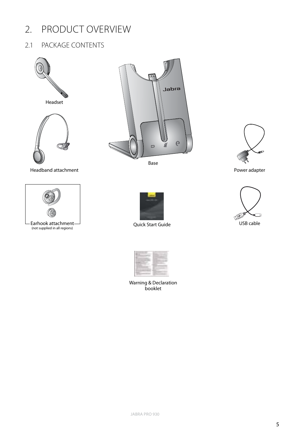 Product overview, 1 package contents, English | Jabra PRO 930 User Manual | Page 5 / 24