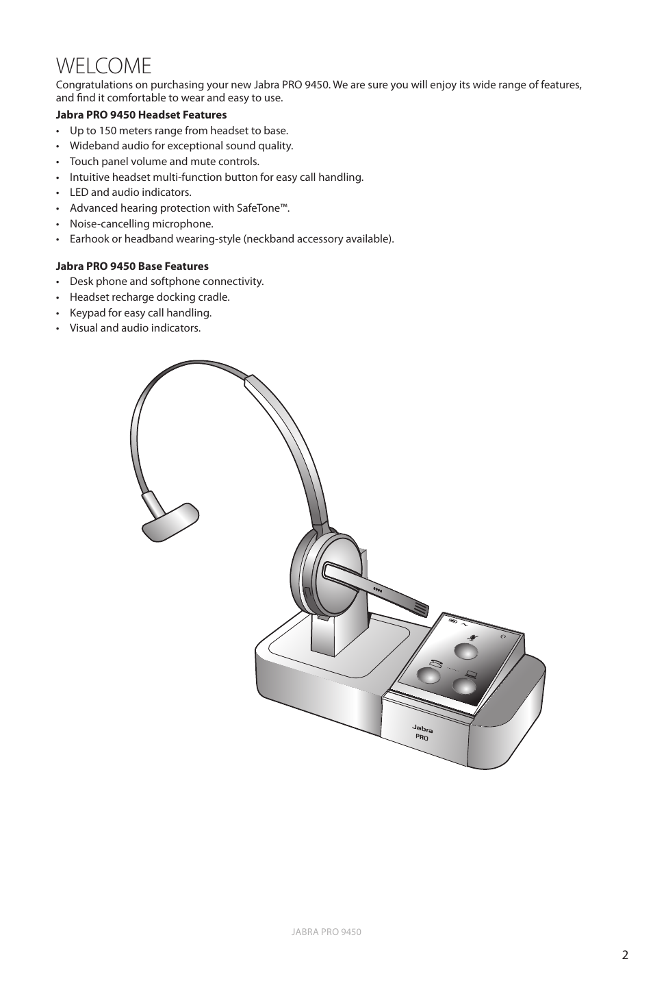 Welcome | Jabra Pro 9450 User Manual | Page 2 / 38