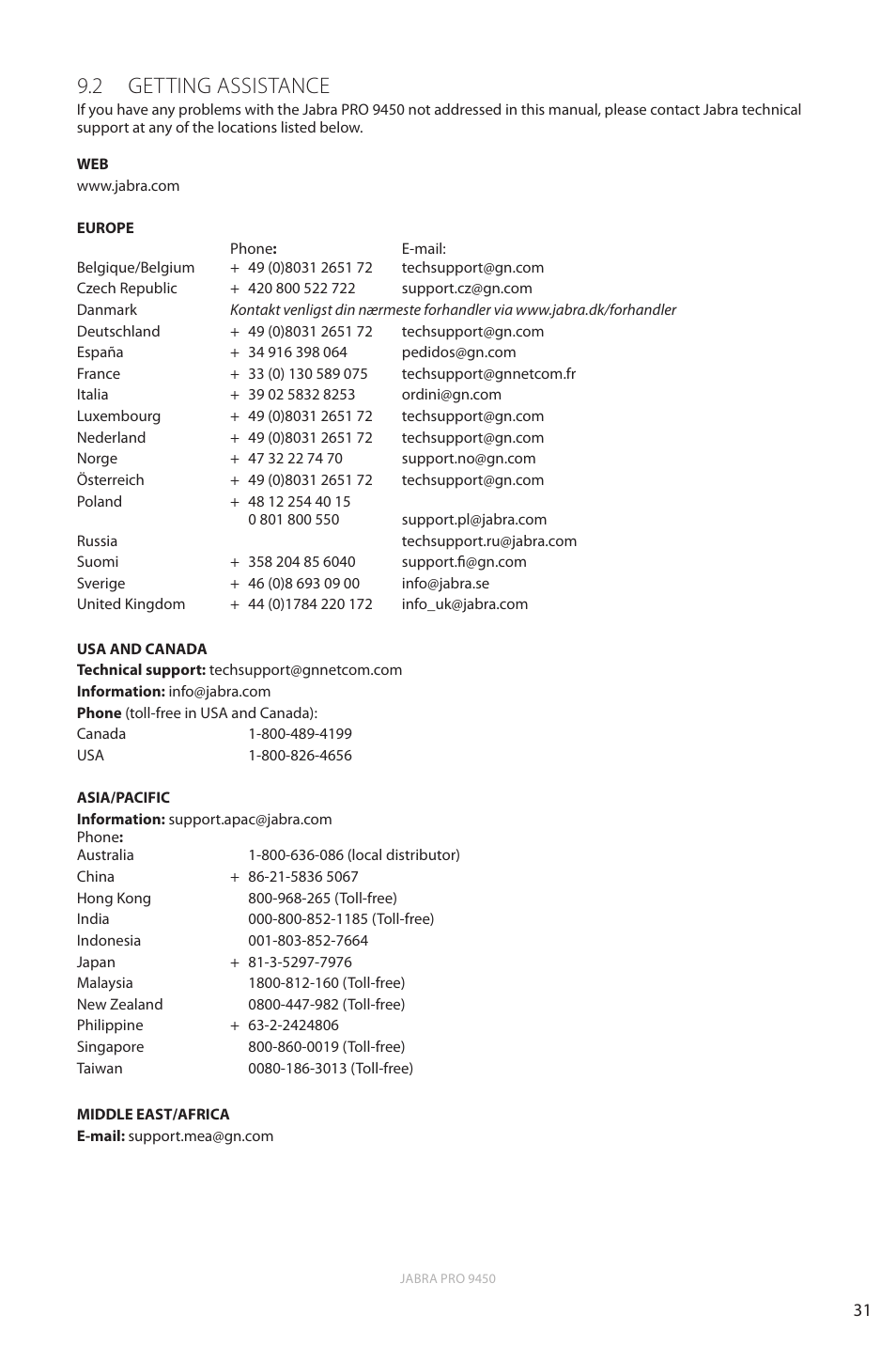 2 getting assistance, En g li sh | Jabra Pro 9450 User Manual | Page 31 / 38