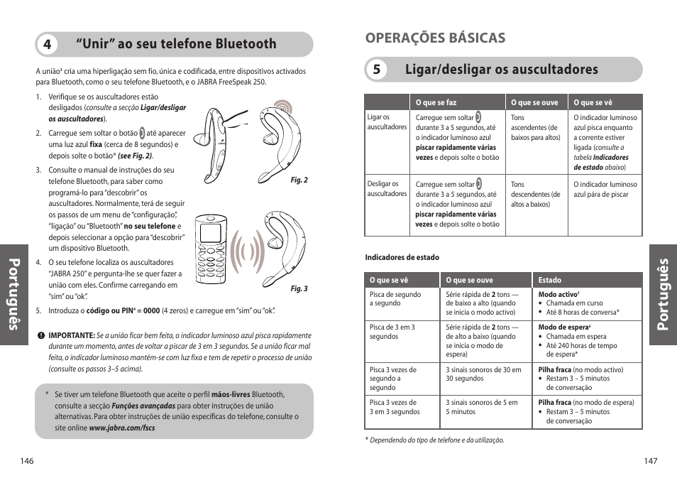 Po rtuguês p o rtuguês, Unir” ao seu telefone bluetooth 4 | Jabra 250 User Manual | Page 74 / 87