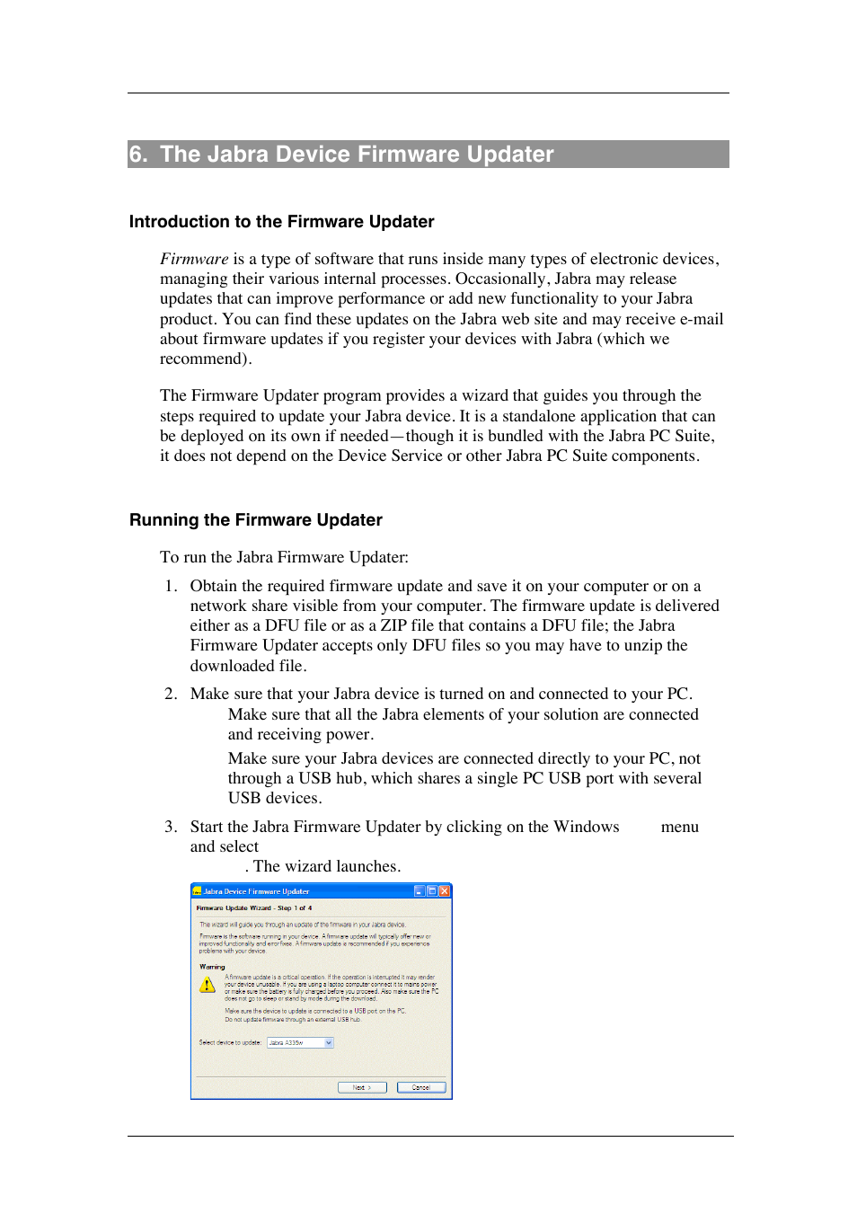 The jabra device firmware updater | Jabra PC Suite User Manual | Page 21 / 33
