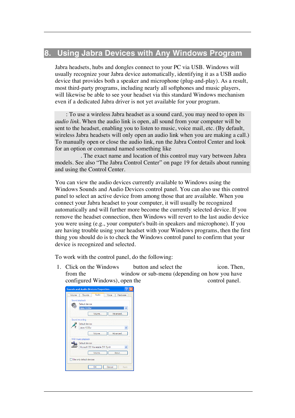 Using jabra devices with any windows program | Jabra PC Suite User Manual | Page 28 / 33