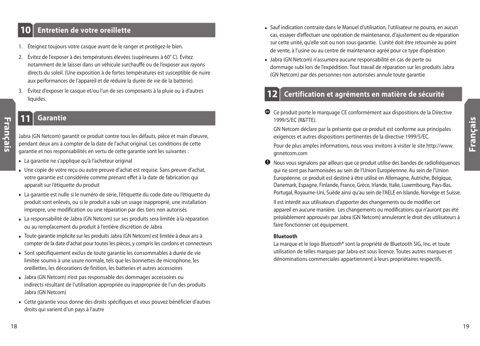 Fr an ça is | Jabra BT130 User Manual | Page 12 / 63
