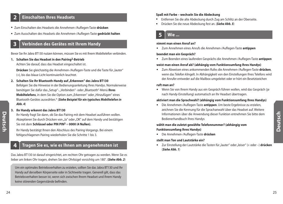 Deu ts ch | Jabra BT130 User Manual | Page 15 / 63