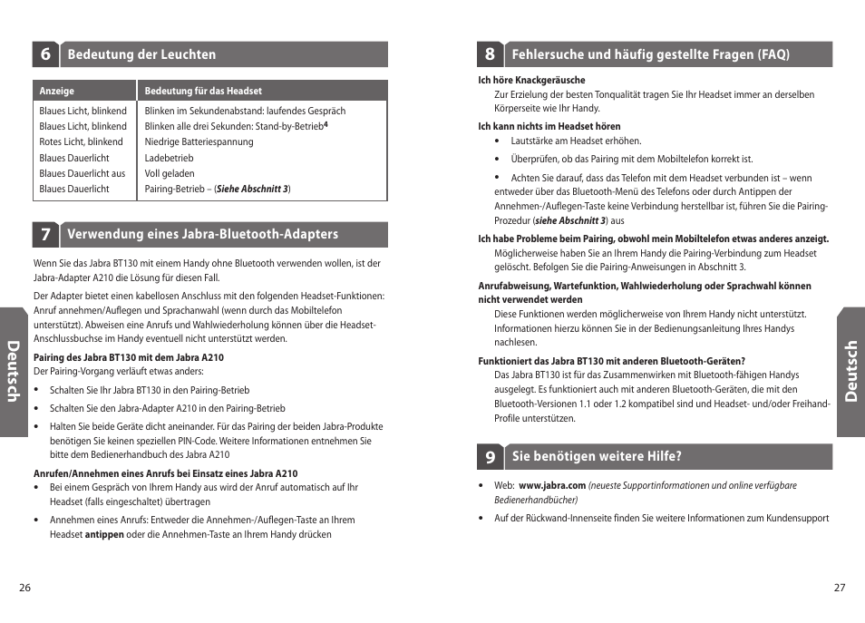 Deu ts ch | Jabra BT130 User Manual | Page 16 / 63