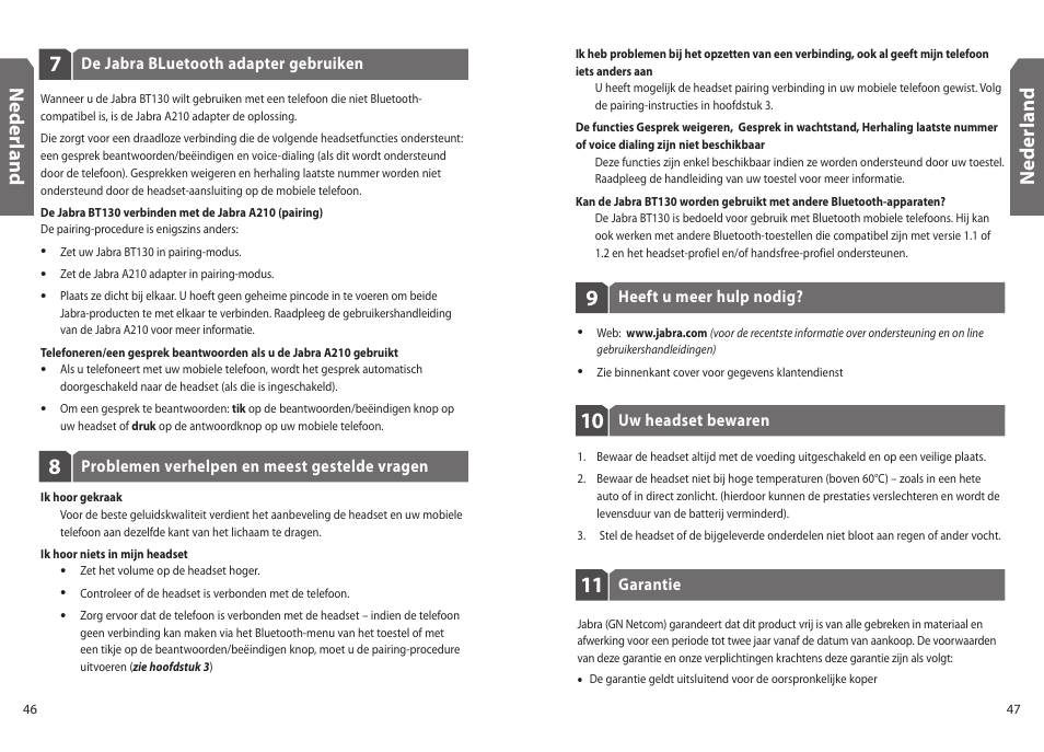 Ned er la n d | Jabra BT130 User Manual | Page 26 / 63