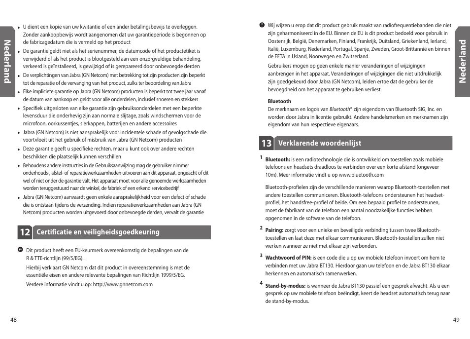 Ned er la n d | Jabra BT130 User Manual | Page 27 / 63