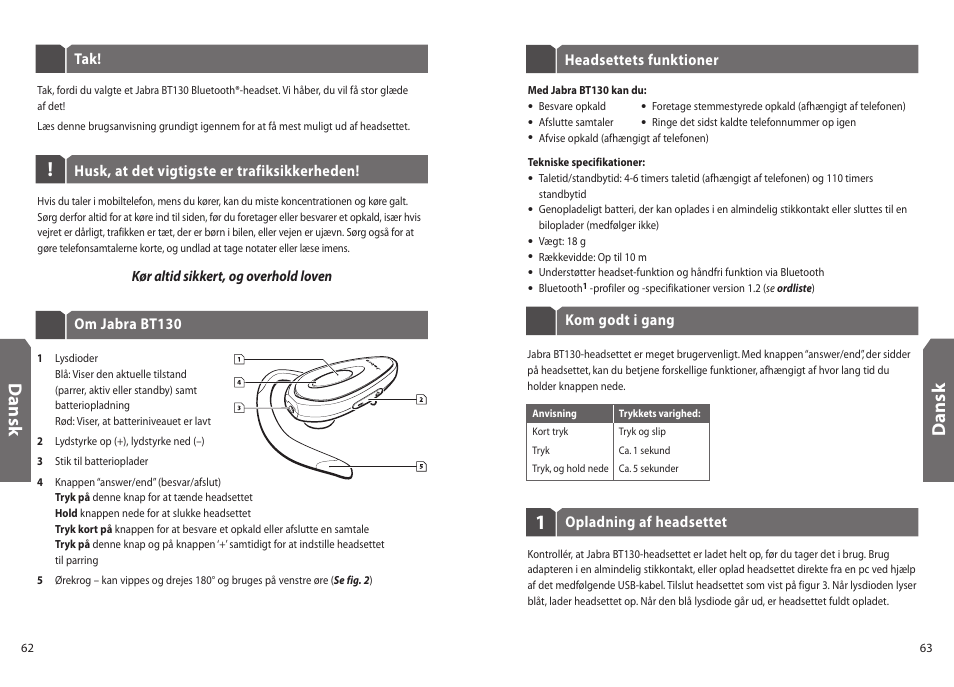 Dan sk | Jabra BT130 User Manual | Page 34 / 63