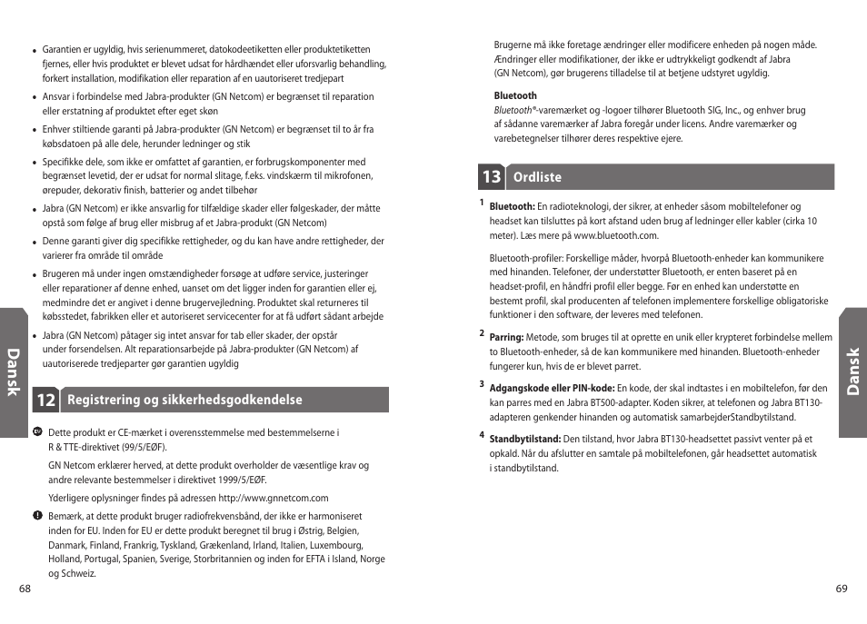 Dan sk | Jabra BT130 User Manual | Page 37 / 63