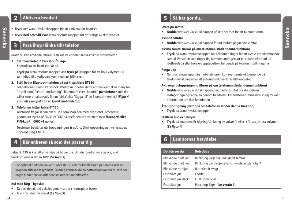 Sv en sk a | Jabra BT130 User Manual | Page 45 / 63