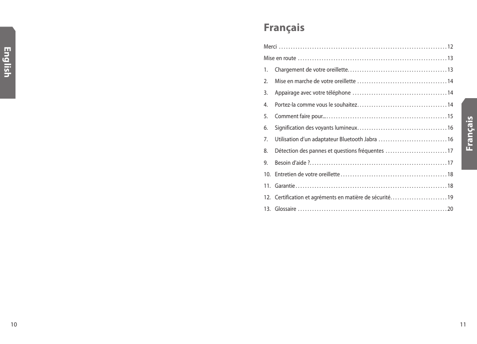 Français, Fr an ça is, En g lis h | Jabra BT130 User Manual | Page 8 / 63