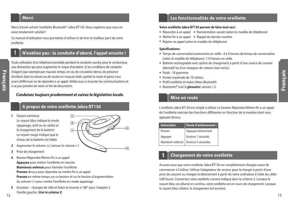 Fr an ça is | Jabra BT130 User Manual | Page 9 / 63