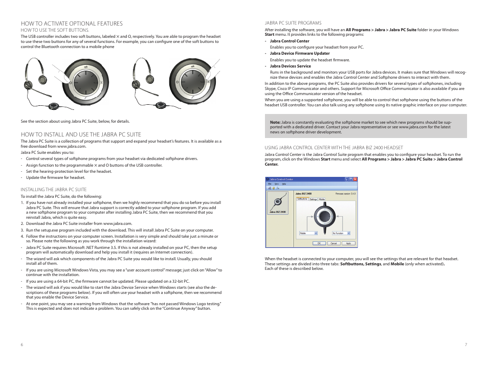 How to activate optional features, How to install and use the jabra pc suite | Jabra BIZ 2400 USB User Manual | Page 4 / 8