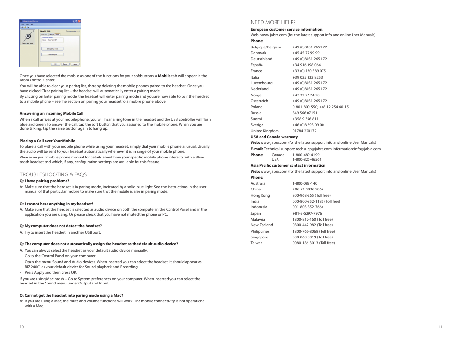 Troubleshooting & faqs, Need more help | Jabra BIZ 2400 USB User Manual | Page 6 / 8