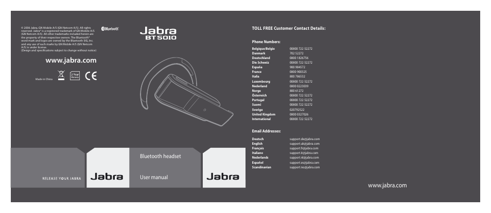 Jabra BT5010 User Manual | 75 pages