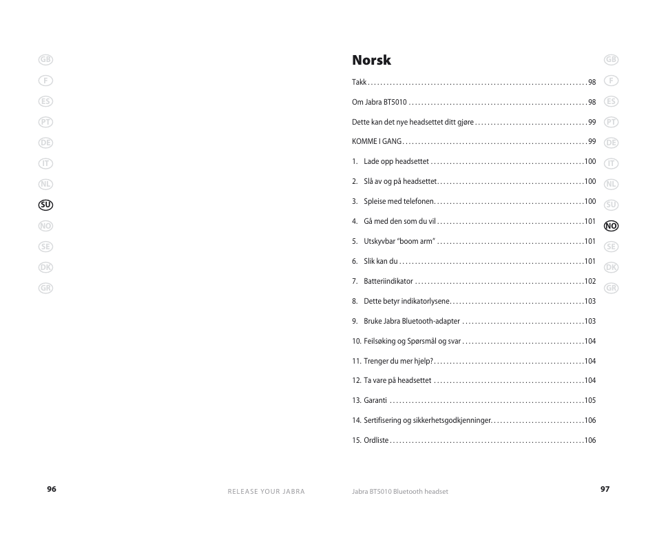 Norsk | Jabra BT5010 User Manual | Page 51 / 75