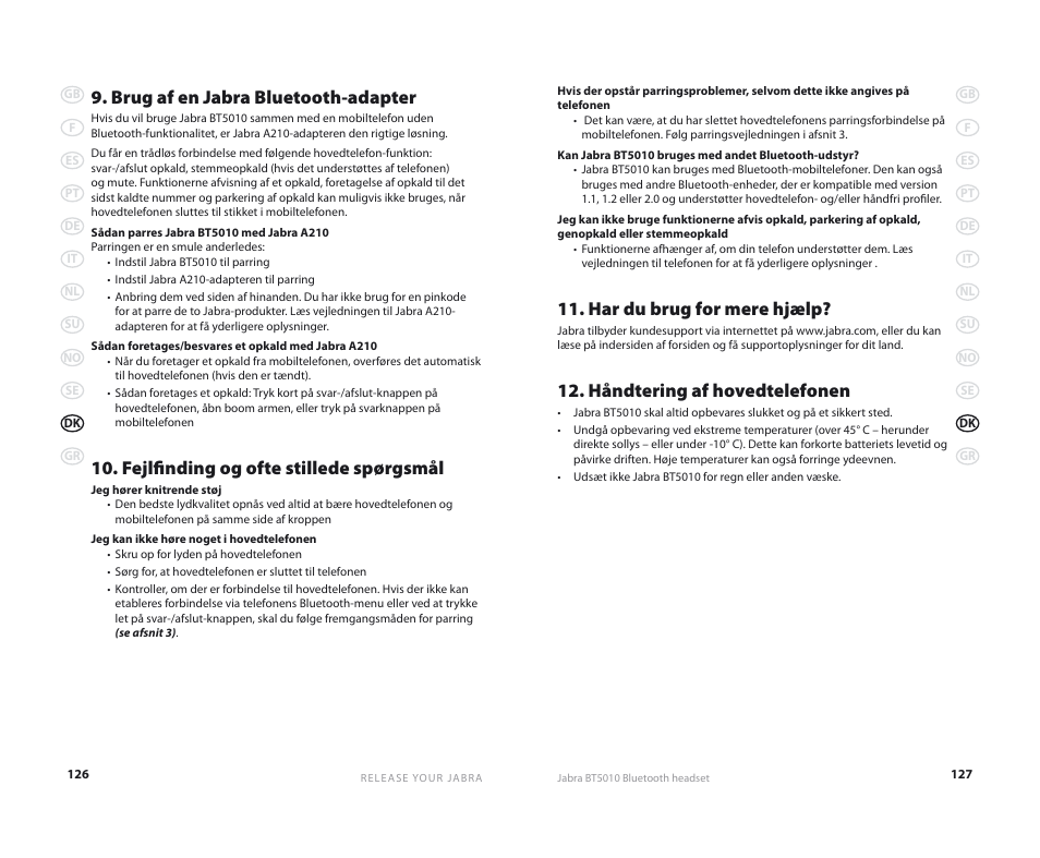 Har du brug for mere hjælp, Håndtering af hovedtelefonen, Brug af en jabra bluetooth-adapter | Fejlfinding og ofte stillede spørgsmål | Jabra BT5010 User Manual | Page 66 / 75