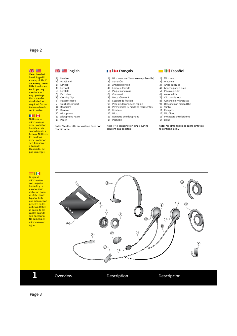 Page 3 overview description descripción, Page 2 | Jabra GN2100 User Manual | Page 2 / 7