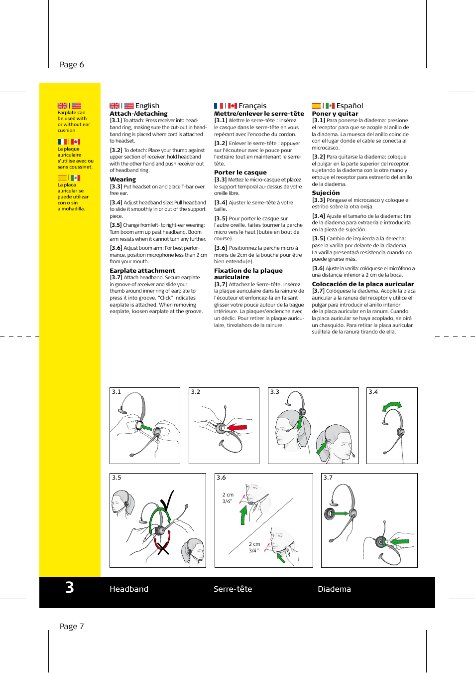 Page 6 page 7 headband serre-tête diadema | Jabra GN2100 User Manual | Page 4 / 7