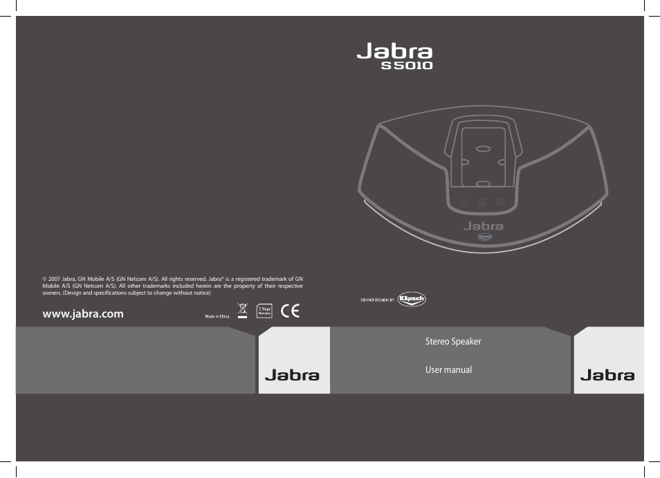 Jabra S5010 User Manual | 5 pages