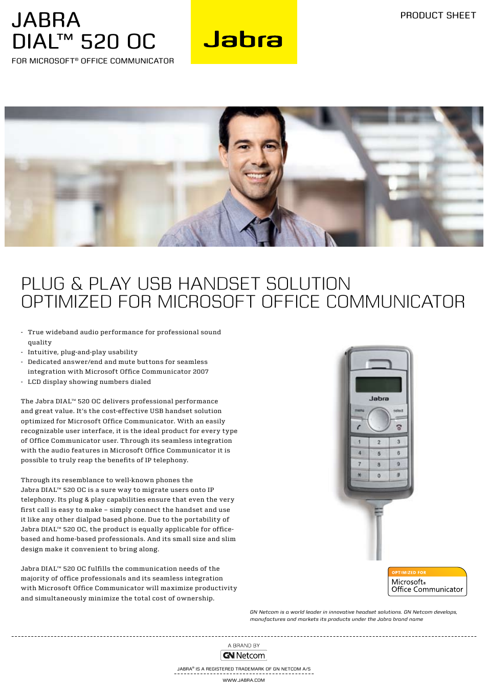 Jabra DIAL 520 OC User Manual | 2 pages