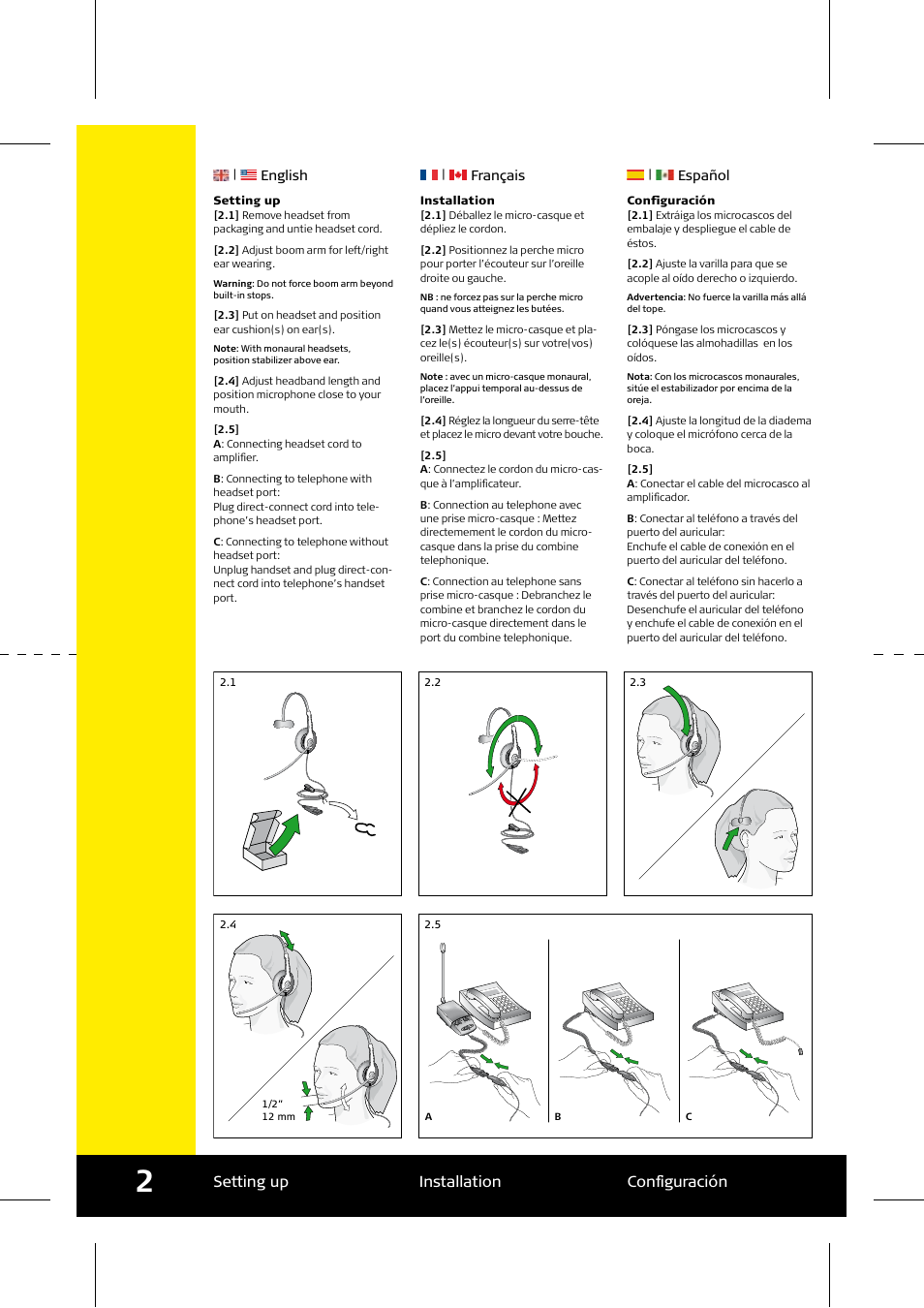 Setting up installation configuración | Jabra GN2000 User Manual | Page 3 / 5