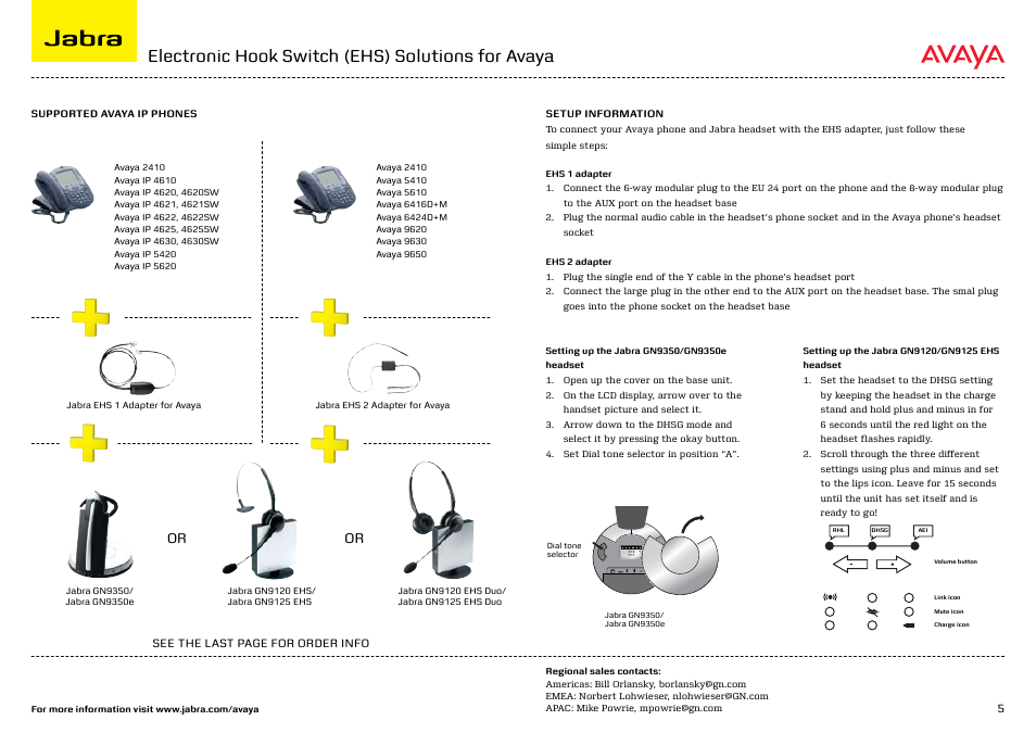 Electronic hook switch (ehs) solutions for avaya | Jabra ELECTRONIC HOOK SWITCH M5390 User Manual | Page 5 / 9