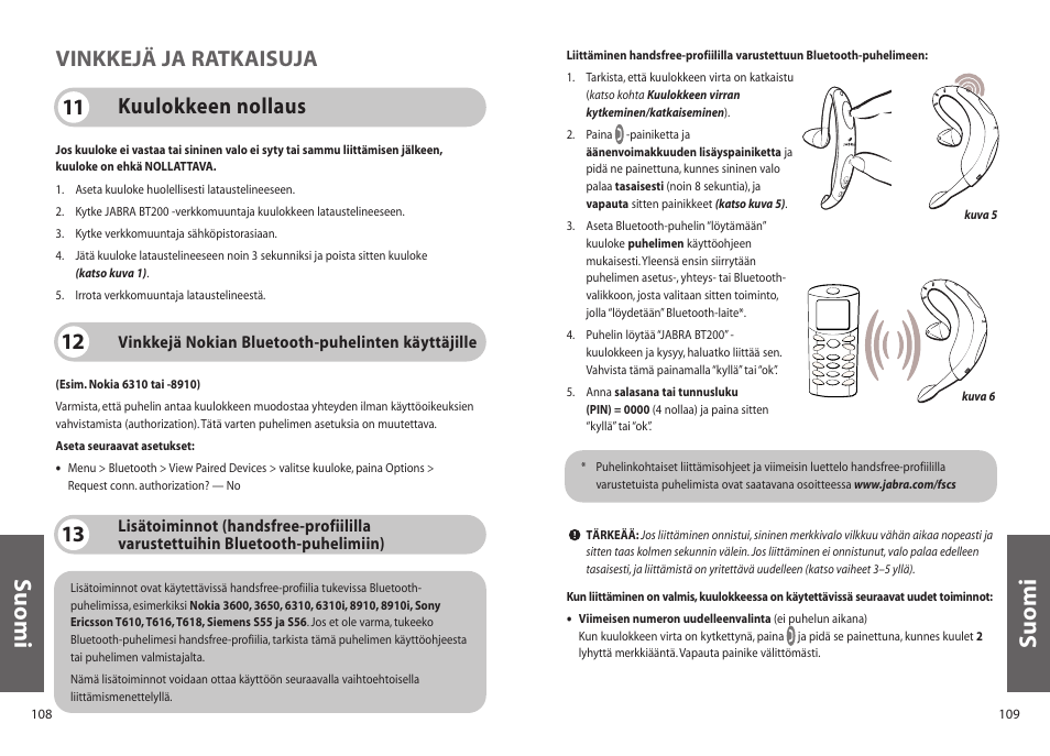 Suomi, Kuulokkeen nollaus 11 vinkkejä ja ratkaisuja | Jabra BT200 User Manual | Page 55 / 87