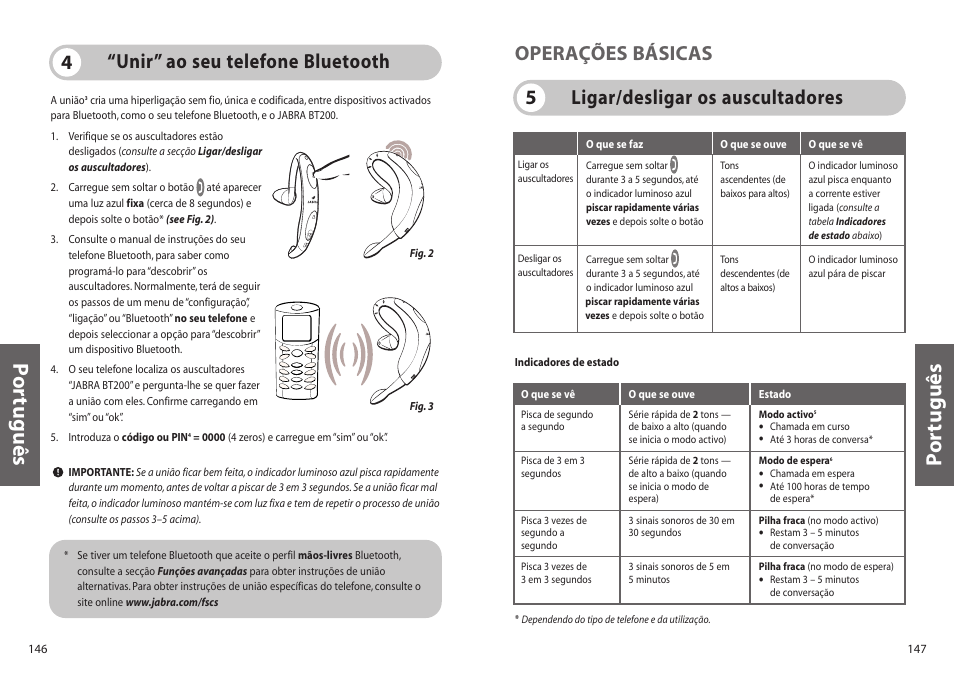 Po rtuguês p o rtuguês, Unir” ao seu telefone bluetooth 4 | Jabra BT200 User Manual | Page 74 / 87