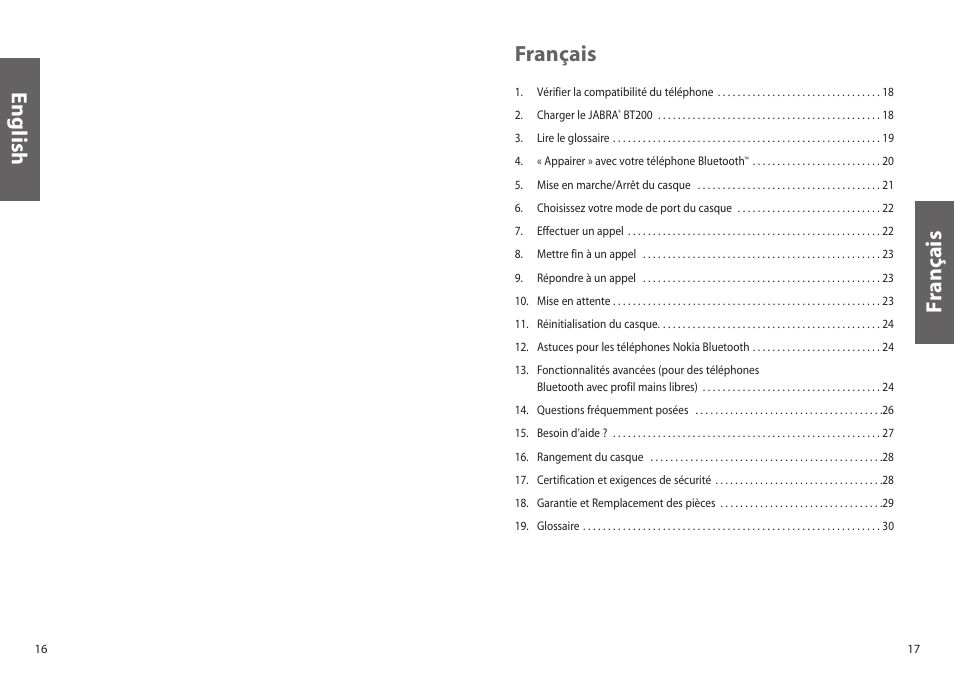 Français, Français english | Jabra BT200 User Manual | Page 9 / 87