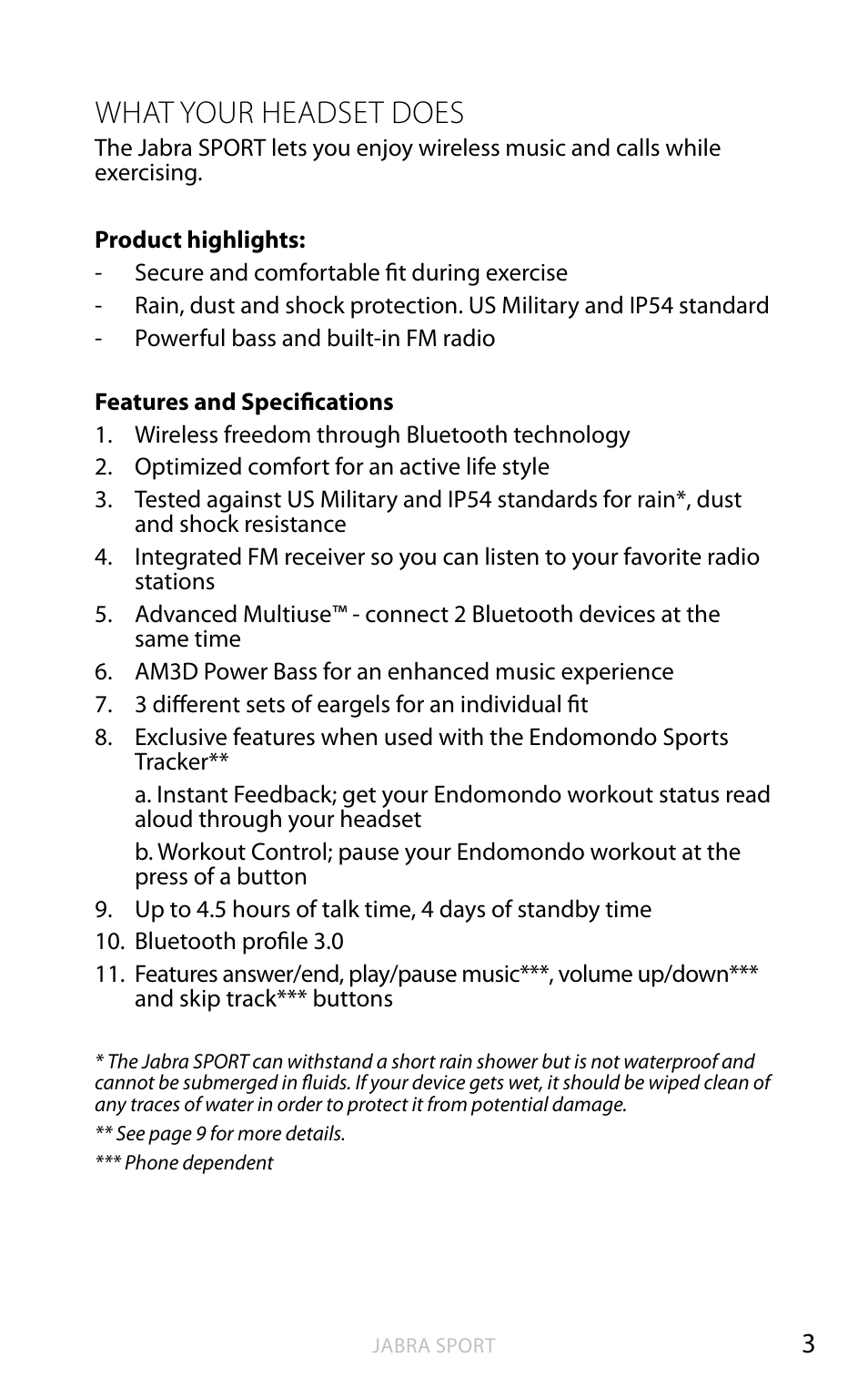 What your headset does | Jabra BTE4 User Manual | Page 4 / 15