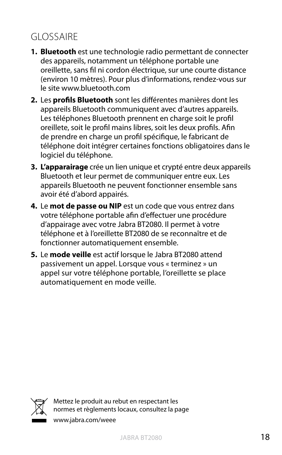 Glossaire, Angl ais | Jabra BT2080 User Manual | Page 101 / 495