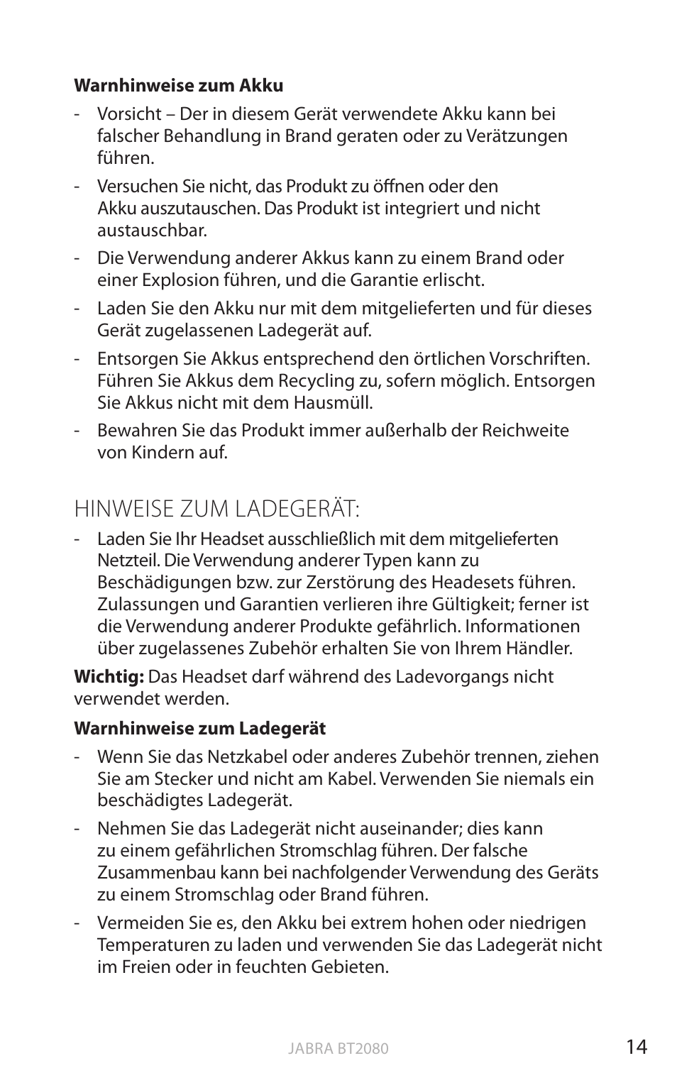 Hinweise zum ladegerät, Englisch | Jabra BT2080 User Manual | Page 115 / 495