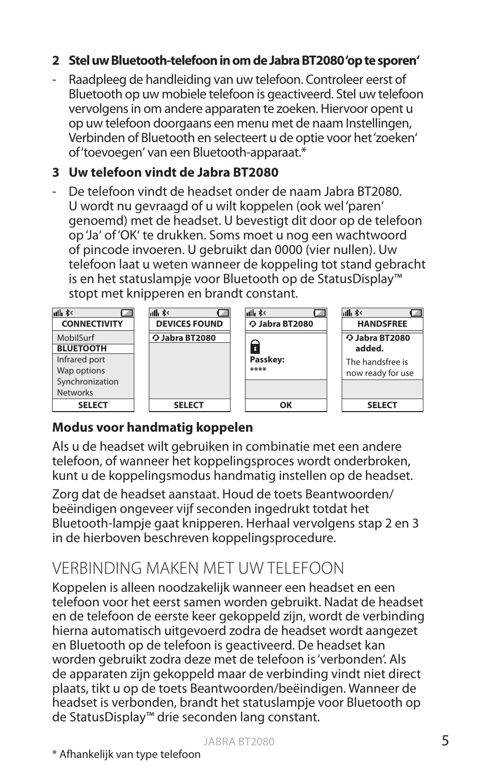 Verbinding maken met uw telefoon, Eng els | Jabra BT2080 User Manual | Page 160 / 495