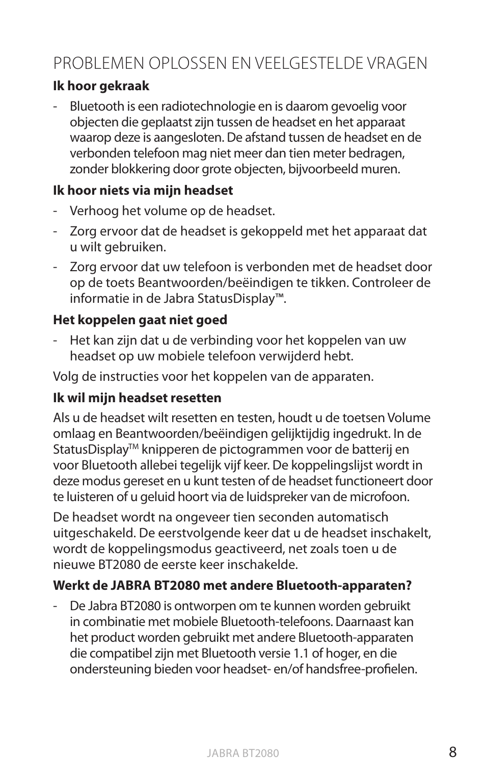 Problemen oplossen en veelgestelde vragen, Eng els | Jabra BT2080 User Manual | Page 163 / 495