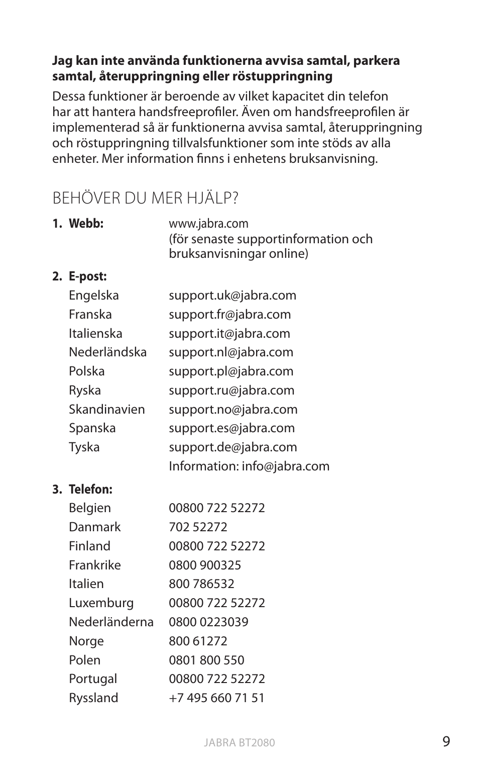 Behöver du mer hjälp, Eng elsk a | Jabra BT2080 User Manual | Page 197 / 495