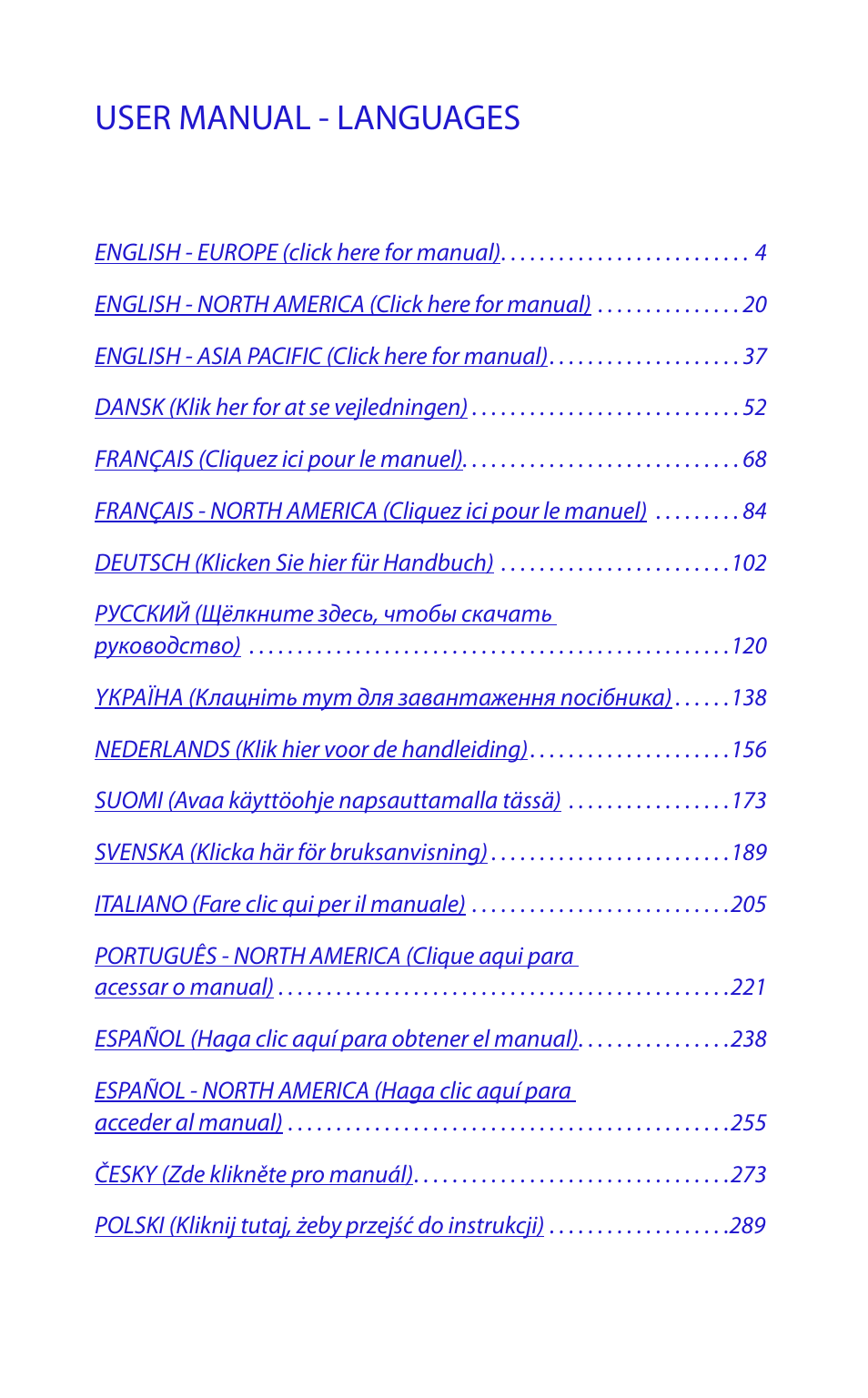 User manual - languages | Jabra BT2080 User Manual | Page 2 / 495