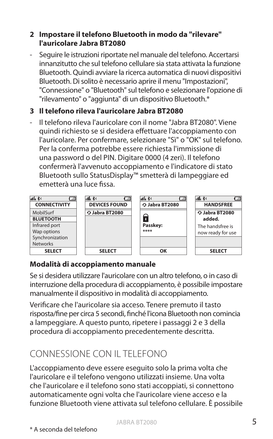 Connessione con il telefono, Inglese | Jabra BT2080 User Manual | Page 209 / 495