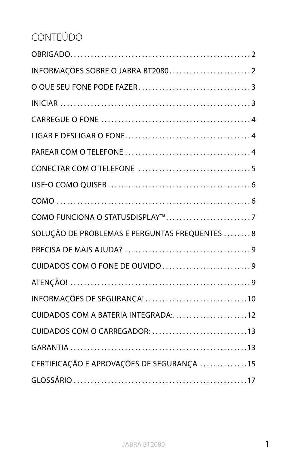 Inglês, Conteúdo | Jabra BT2080 User Manual | Page 221 / 495