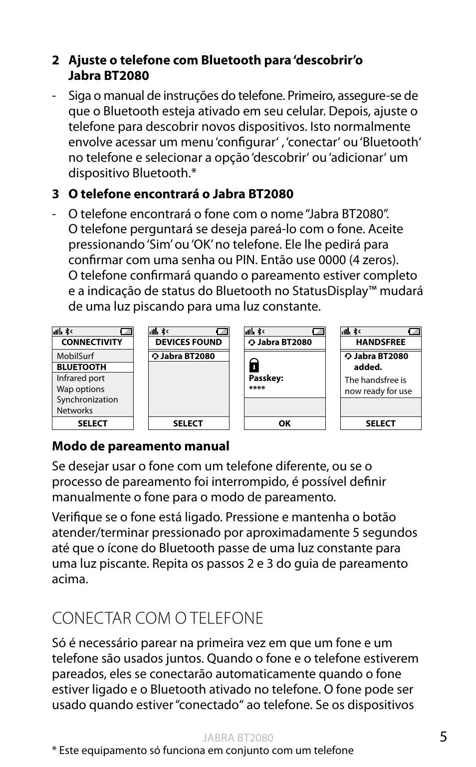 Conectar com o telefone, Inglês | Jabra BT2080 User Manual | Page 225 / 495