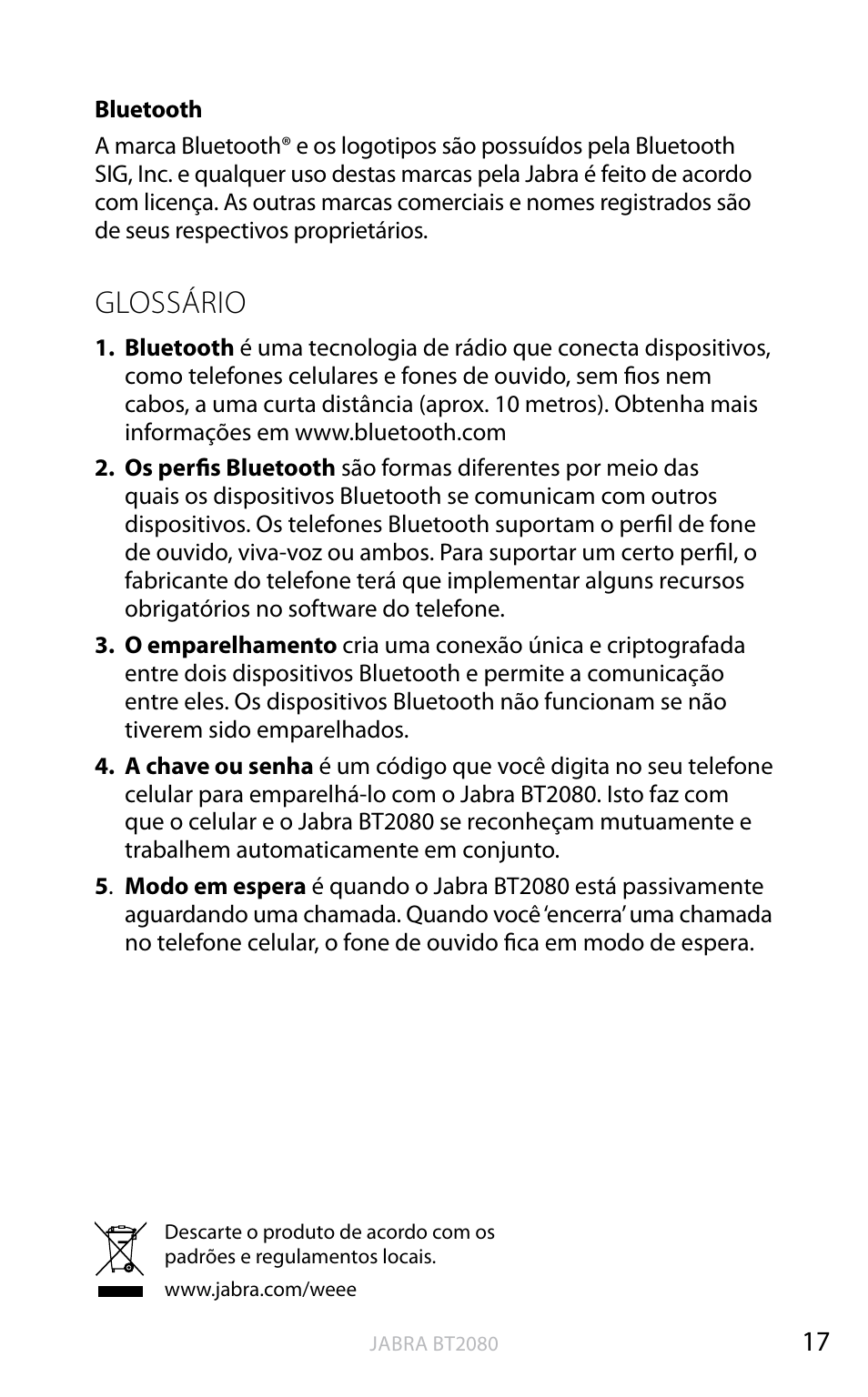 Glossário, Inglês | Jabra BT2080 User Manual | Page 237 / 495
