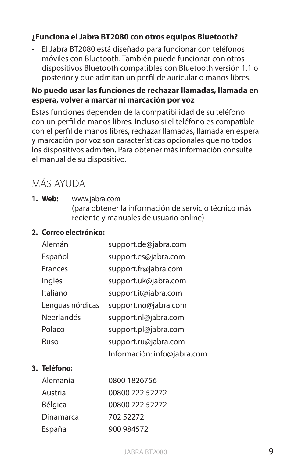 Más ayuda, English | Jabra BT2080 User Manual | Page 246 / 495
