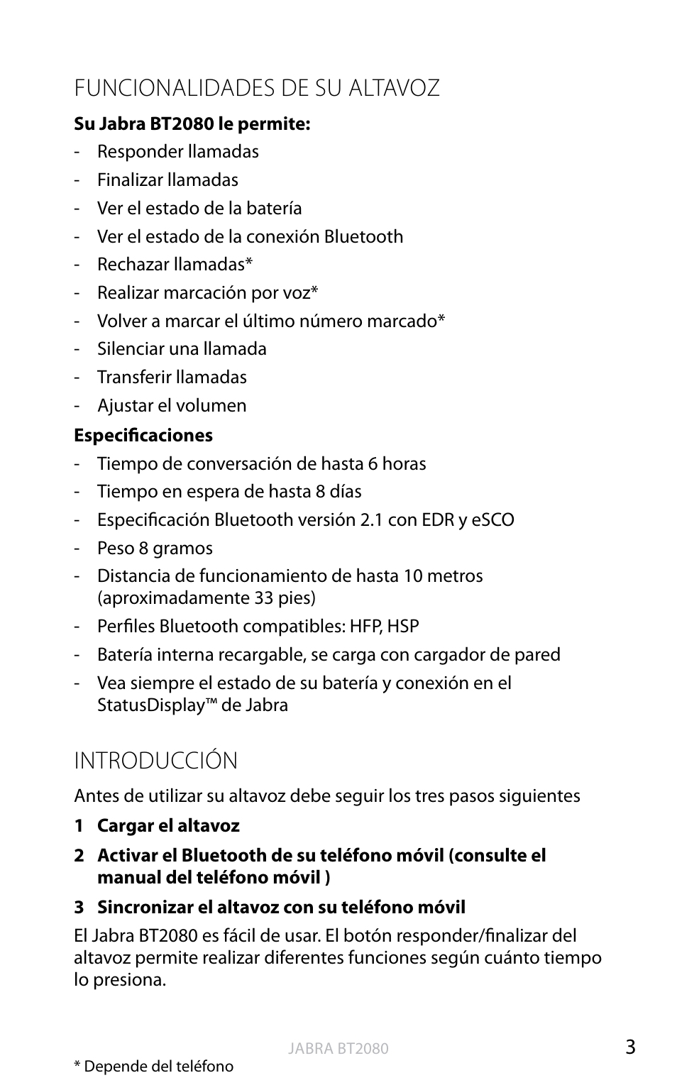 Funcionalidades de su altavoz, Introducción, Inglés | Jabra BT2080 User Manual | Page 257 / 495