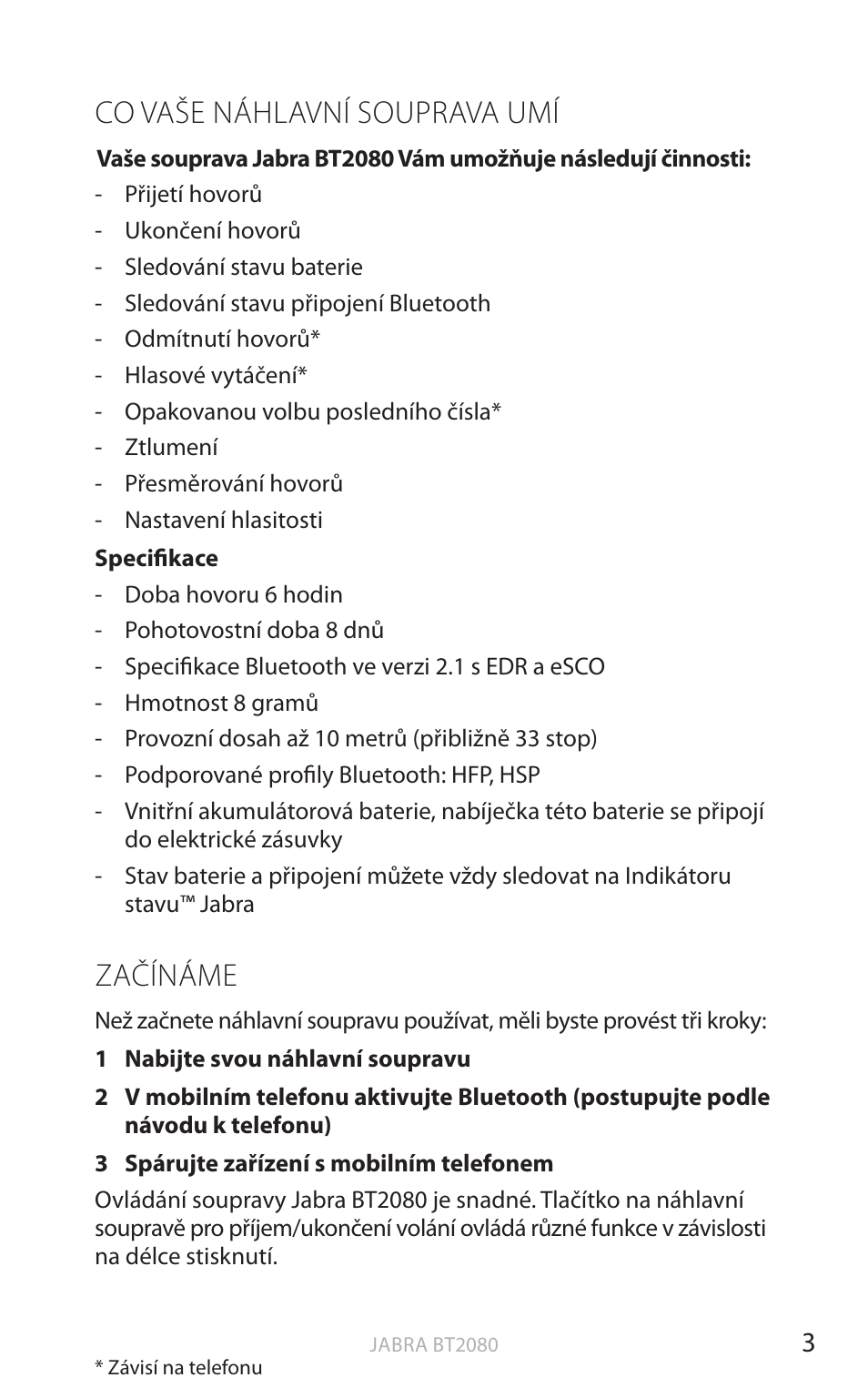 Co vaše náhlavní souprava umí, Začínáme, Anglick y | Jabra BT2080 User Manual | Page 275 / 495