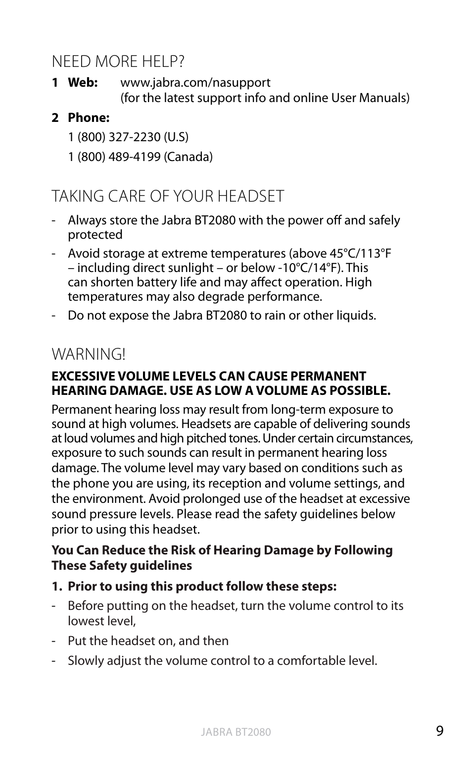 Need more help, Taking care of your headset, Warning | English | Jabra BT2080 User Manual | Page 28 / 495