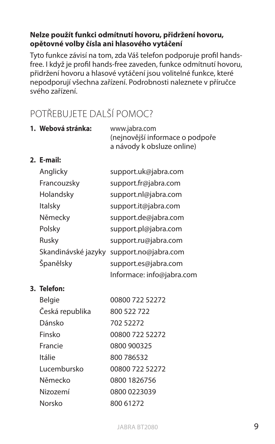 Potřebujete další pomoc, Anglick y | Jabra BT2080 User Manual | Page 281 / 495