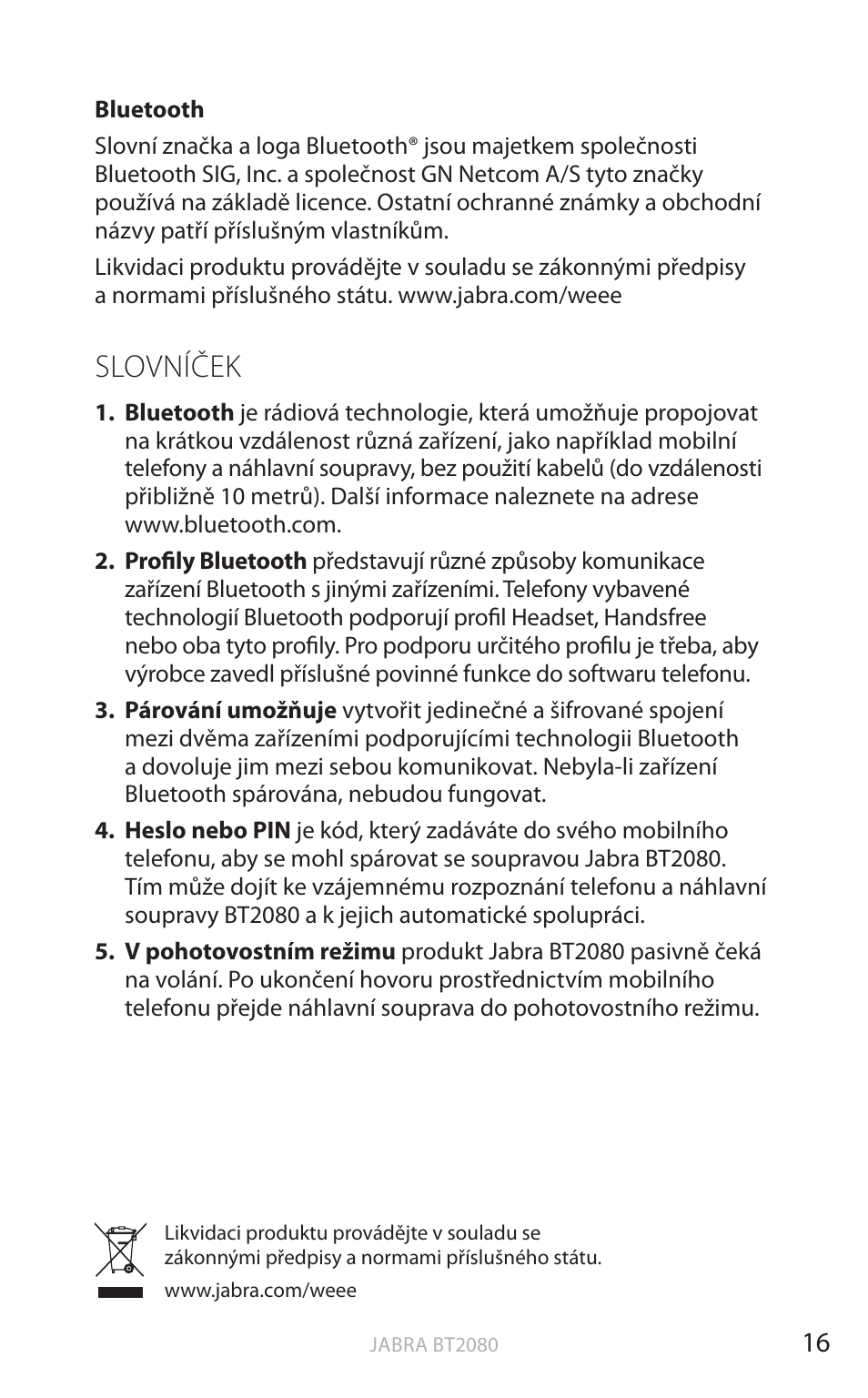 Slovníček, Anglick y | Jabra BT2080 User Manual | Page 288 / 495
