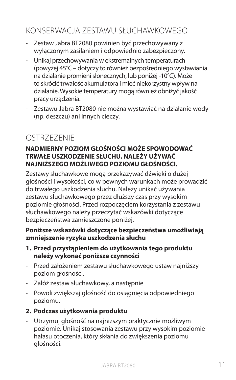 Konserwacja zestawu słuchawkowego, Ostrzeżenie, English | Jabra BT2080 User Manual | Page 299 / 495